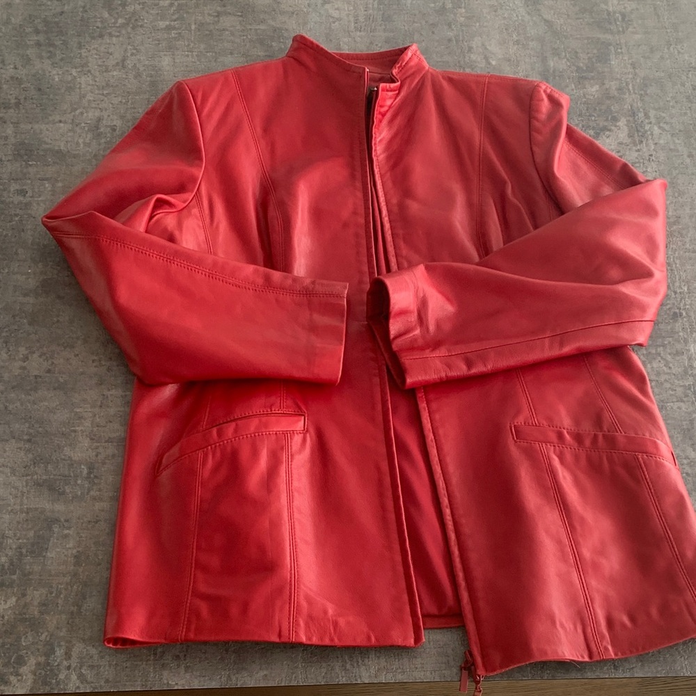Women's Red Leather Jacket